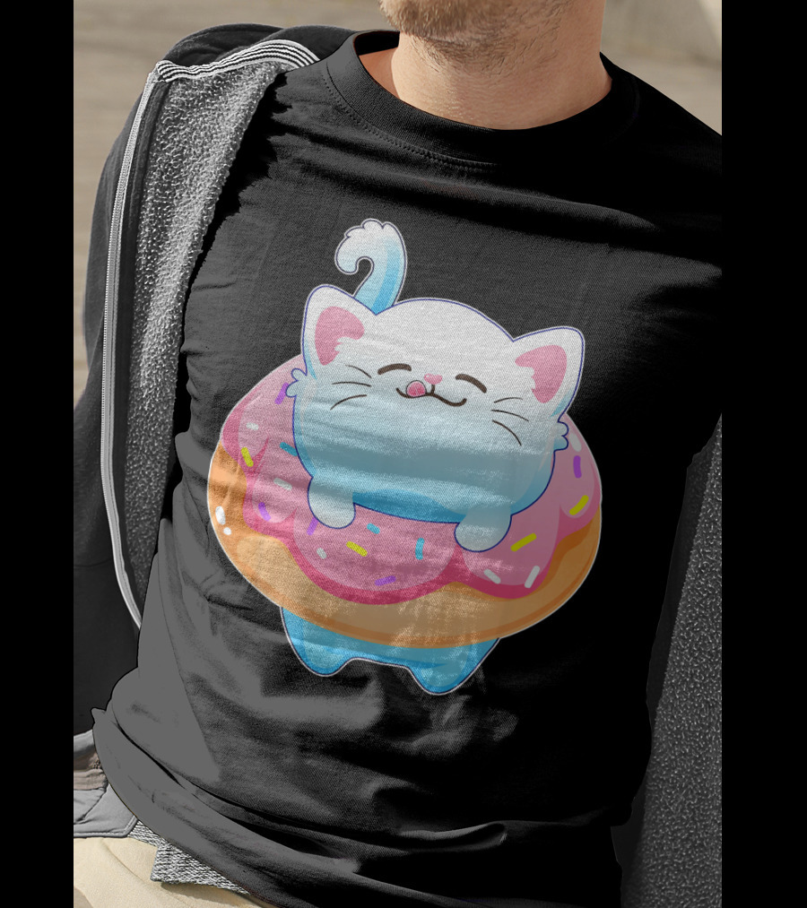 Donut Cat Kitty Lovers Sprinkled Sweet Treat Feline Delight T-Shirt