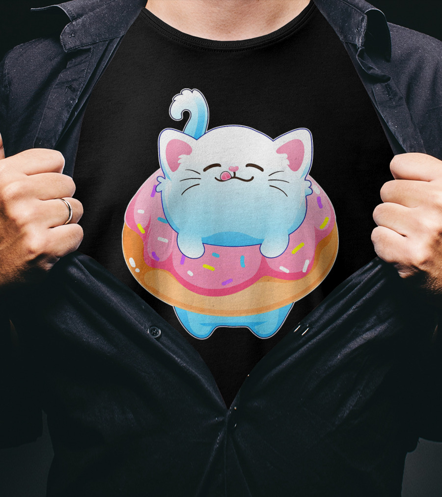 Donut Cat Kitty Lovers Sprinkled Sweet Treat Feline Delight T-Shirt