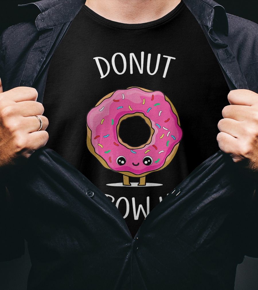 Donut Grow Up Funny Cute Pink Sprinkled Donut With Smiley Face T-Shirt