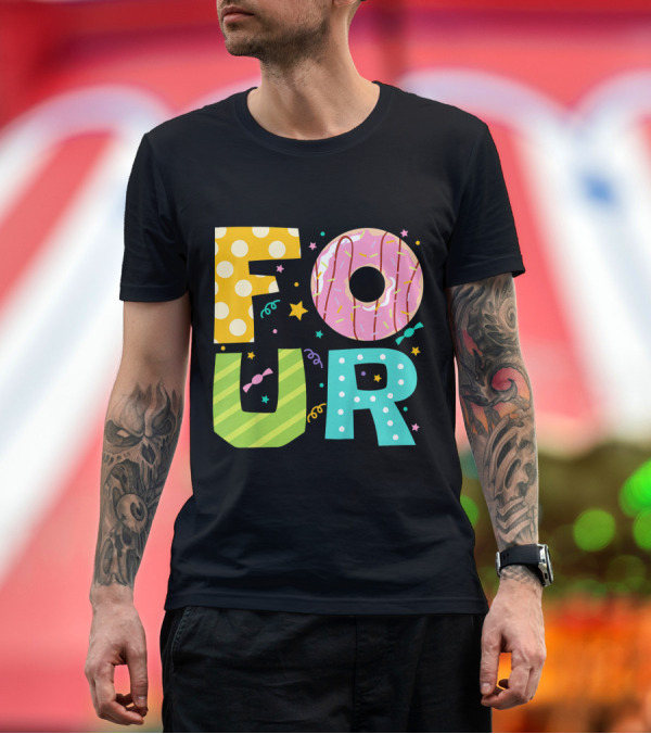 Premium T-Shirt: Kids Donut FOUR Year Birthday T-Shirt Kids Donut FOUR Year Birthday T-Shirt