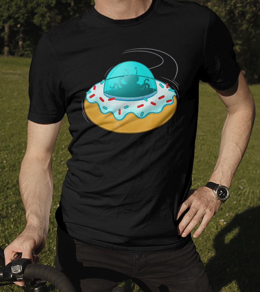 Funny UFO Donut With Cute Alien Sprinkles T-Shirt