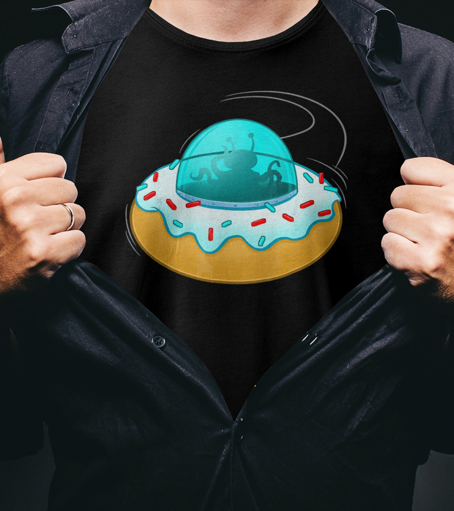 Funny UFO Donut With Cute Alien Sprinkles T-Shirt