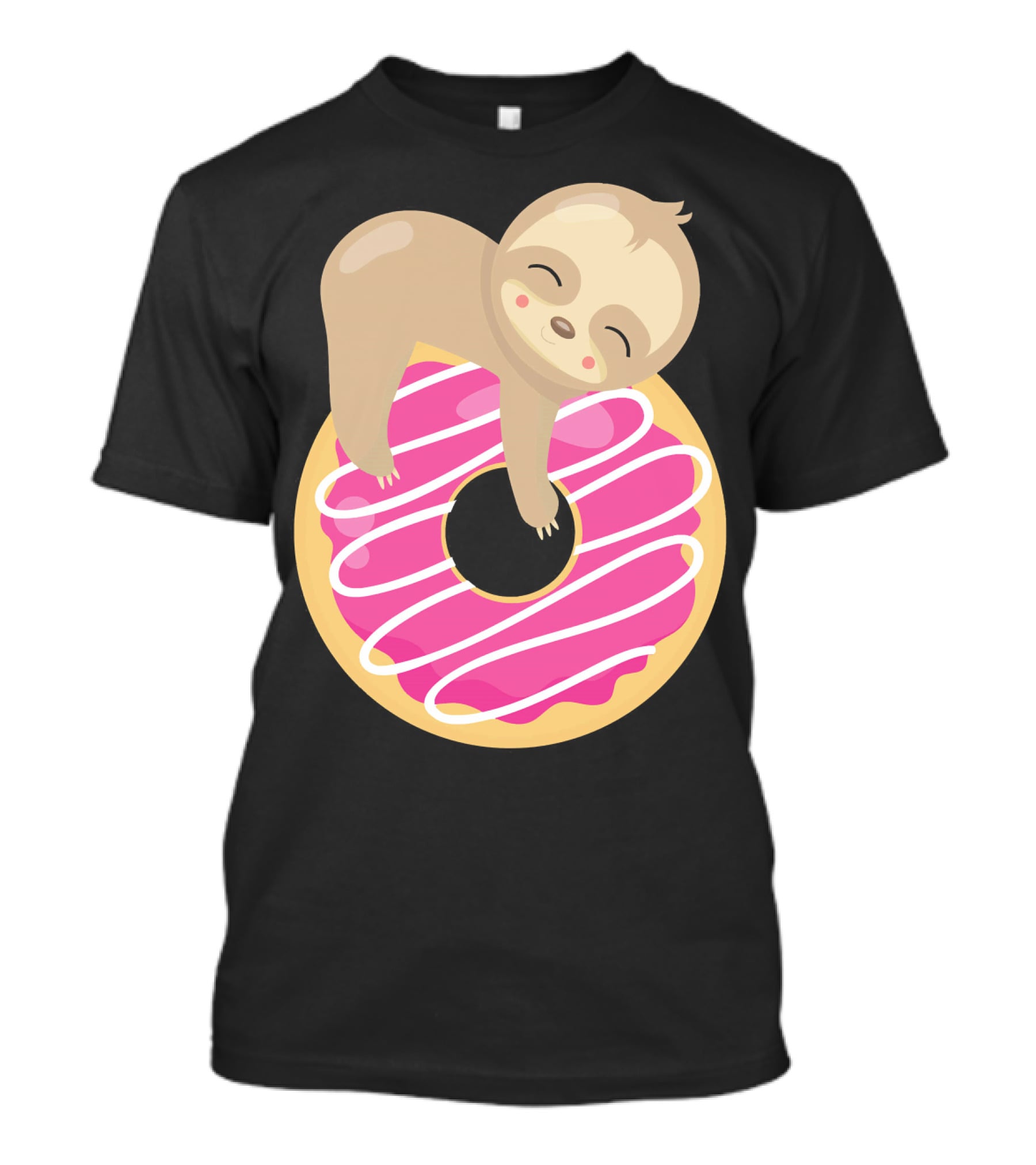Sloth Donut Funny Animal Cute Pink Pastry Delight T-Shirt