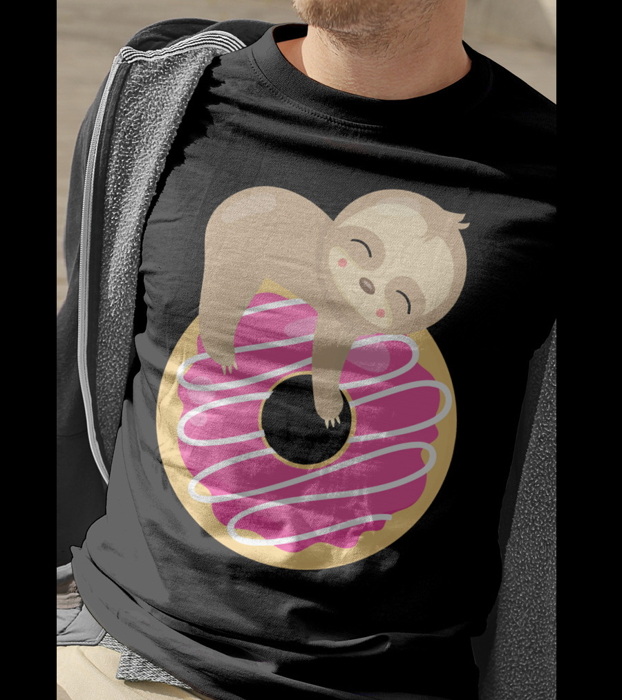 Sloth Donut Funny Animal Cute Pink Pastry Delight T-Shirt