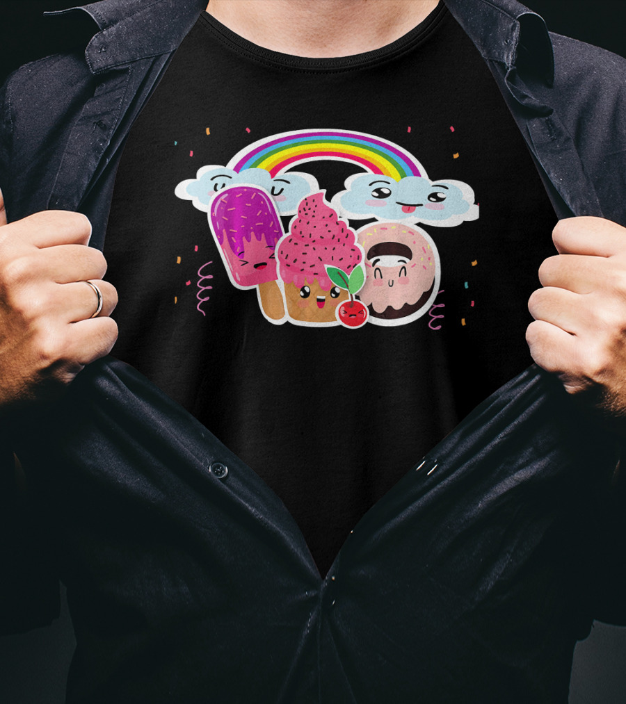 Funneh Cute Kids Halloween Ice Cream Love Rainbow Clouds Magic T-Shirt