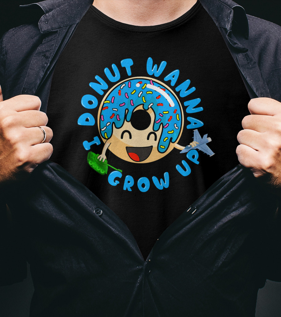 I Donut Wanna Grow Up Funny Kid Donut Sprinkles Airplane Money T-Shirt
