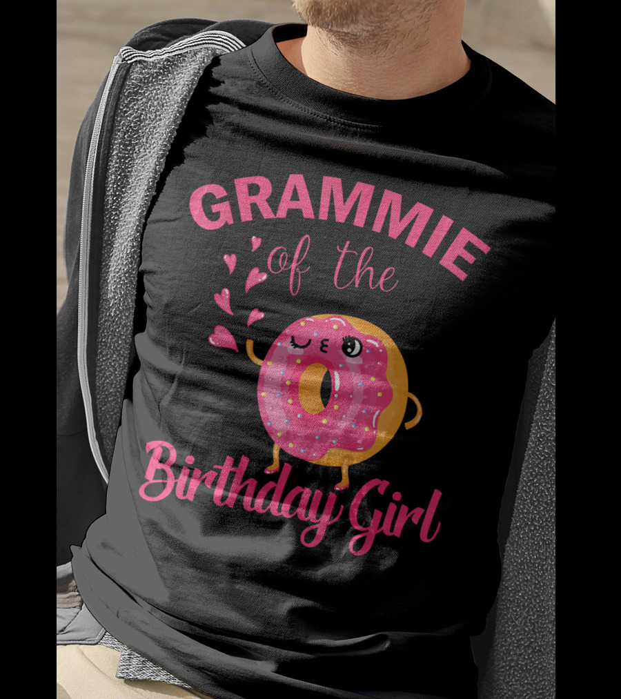 GRAMMIE Of The Birthday Girl Donut With Hearts T-Shirt