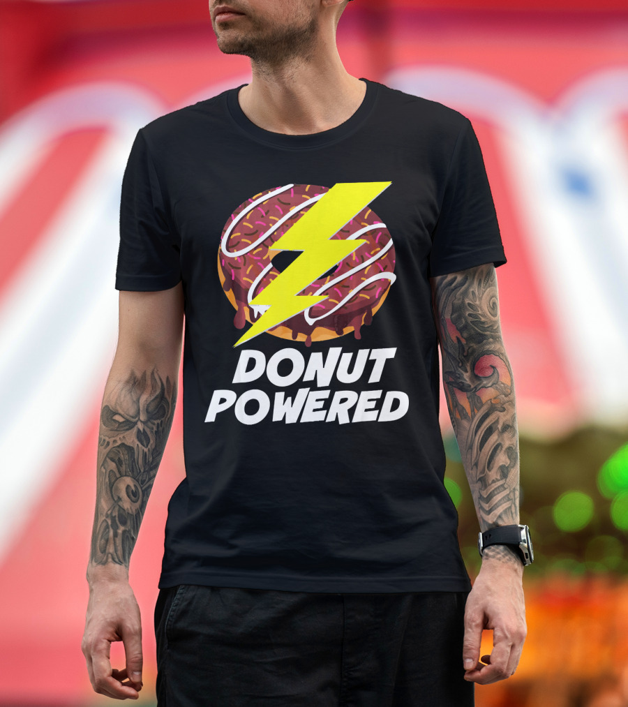 Donut Powered Lightning Bolt Donut with Sprinkles T-Shirt