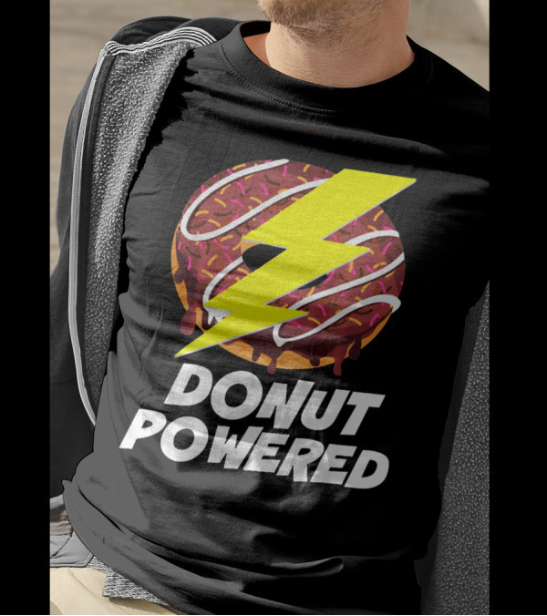 Donut Powered Lightning Bolt Donut With Sprinkles T-Shirt