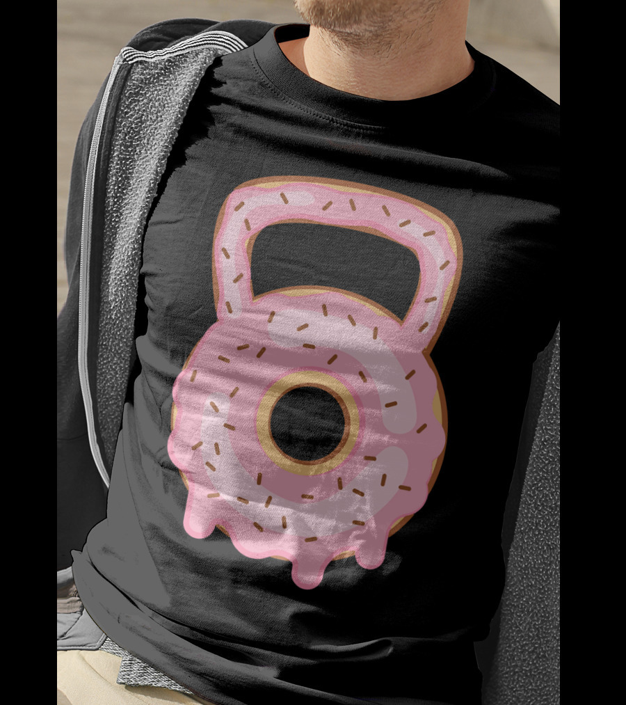 Kettlebell Donut Lover Gym Workout Pink Sprinkles T-Shirt