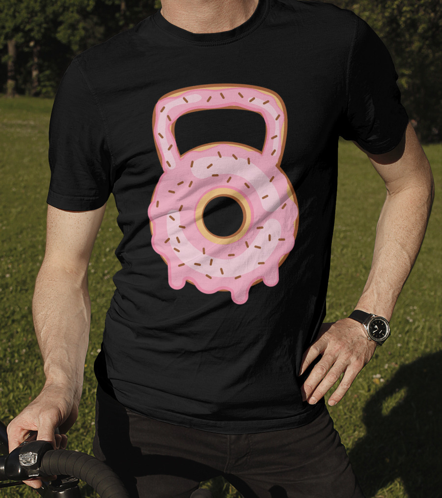 Kettlebell Donut Lover Gym Workout Pink Sprinkles T-Shirt