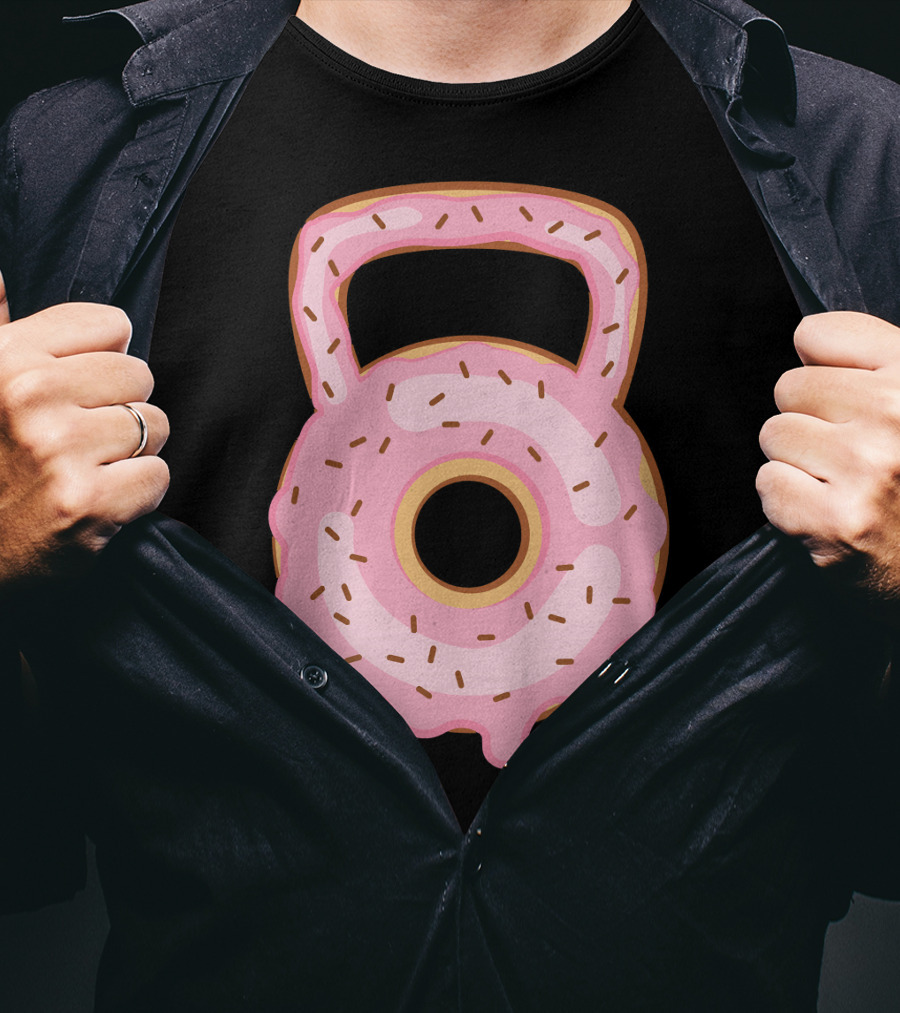 Kettlebell Donut Lover Gym Workout Pink Sprinkles T-Shirt