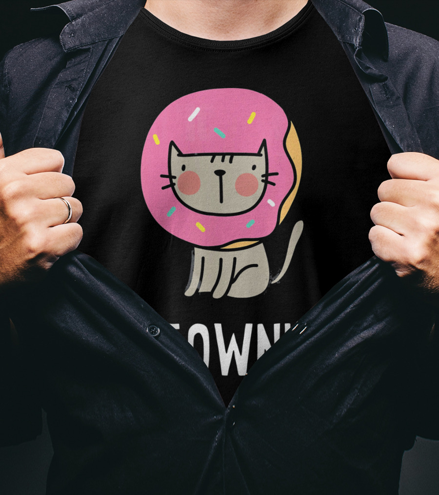 Cute Donut Cat Pun Meownut Funny Meownut T-Shirt