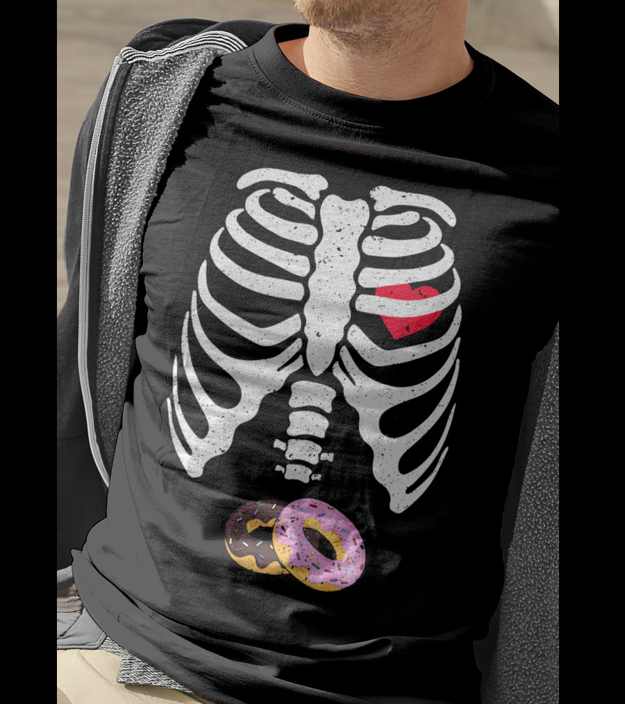 Halloween Pregnancy Skeleton Donut Baby Costume T-Shirt