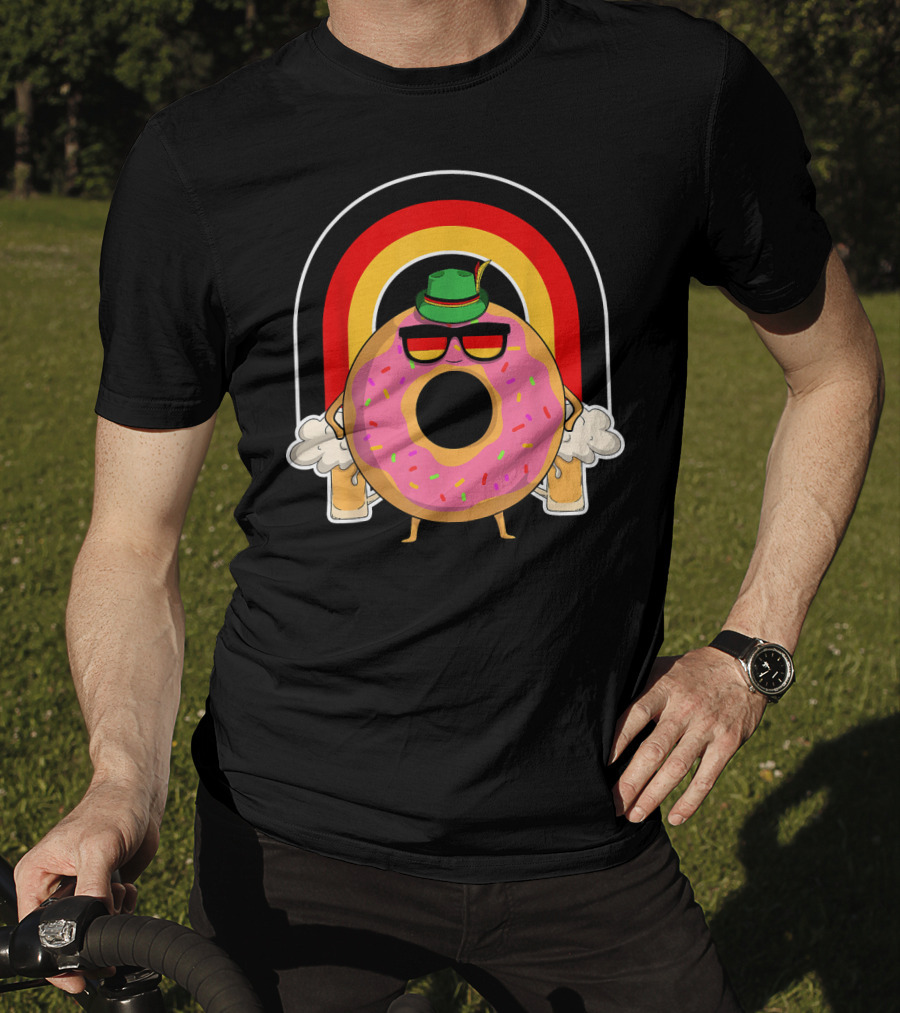 Donuts Beer Oktoberfest Prost German Fla Bavarian Rainbow Hat Party T-Shirt