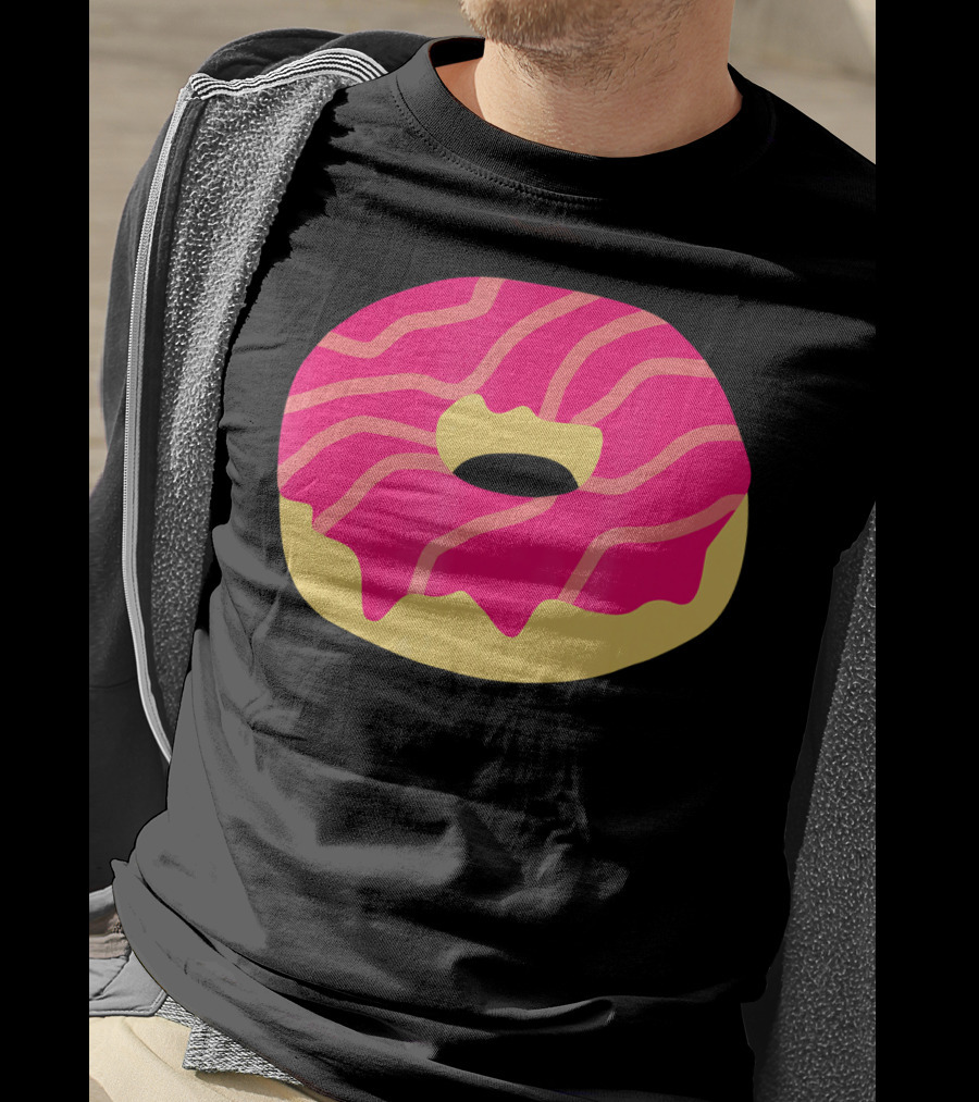 Donut With Pink Glaze And Vibrant Stripes T-Shirt