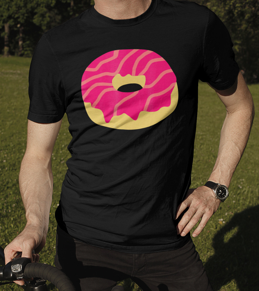 Donut With Pink Glaze And Vibrant Stripes T-Shirt