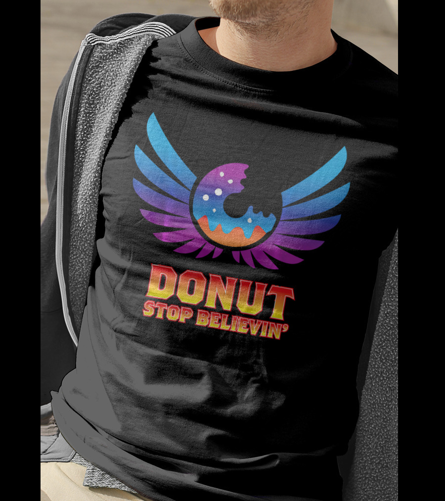 Donut Stop Believin' Colorful Winged T-Shirt