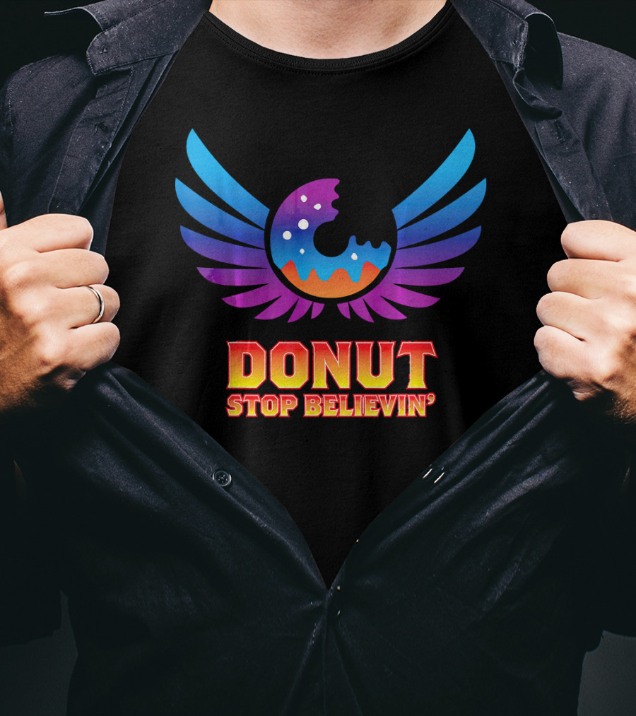 Donut Stop Believin' Colorful Winged T-Shirt