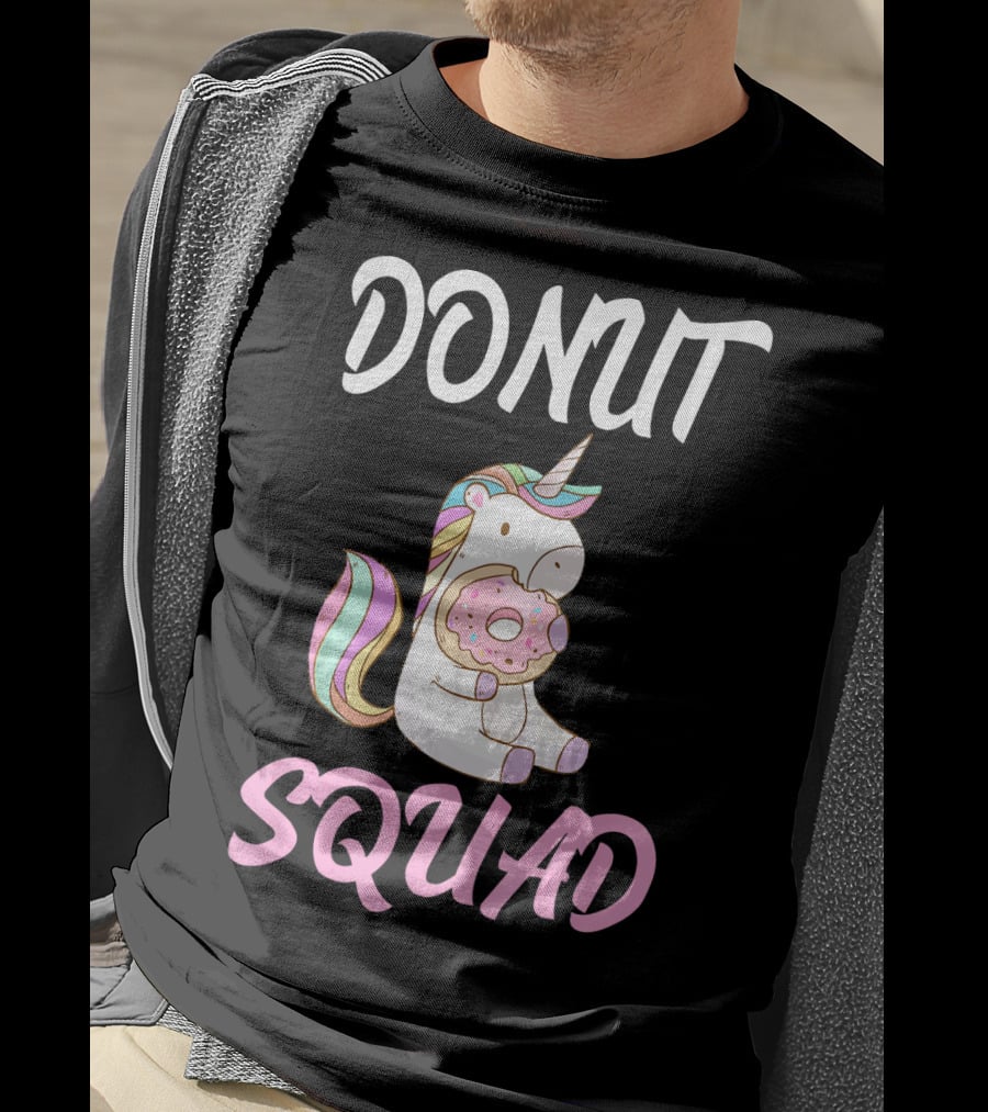 Donut Squad Unicorn Holding Donut With Cute Expression T-Shirt