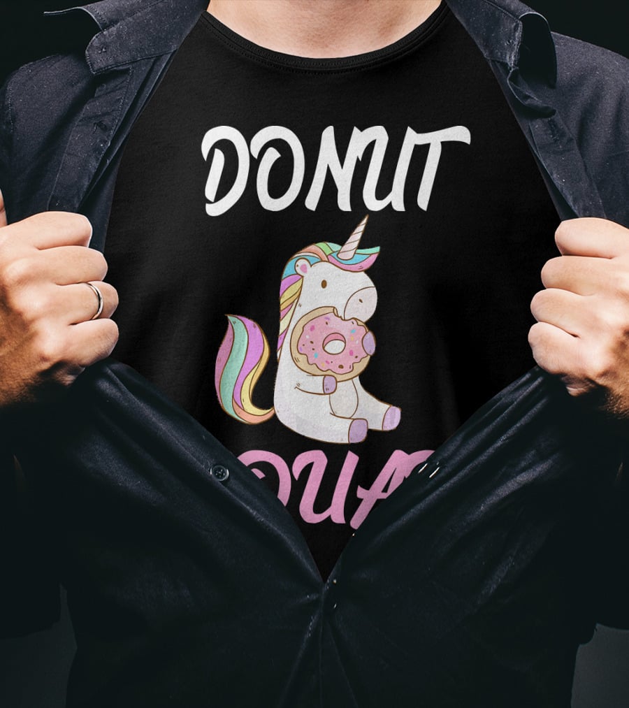 Donut Squad Unicorn Holding Donut With Cute Expression T-Shirt