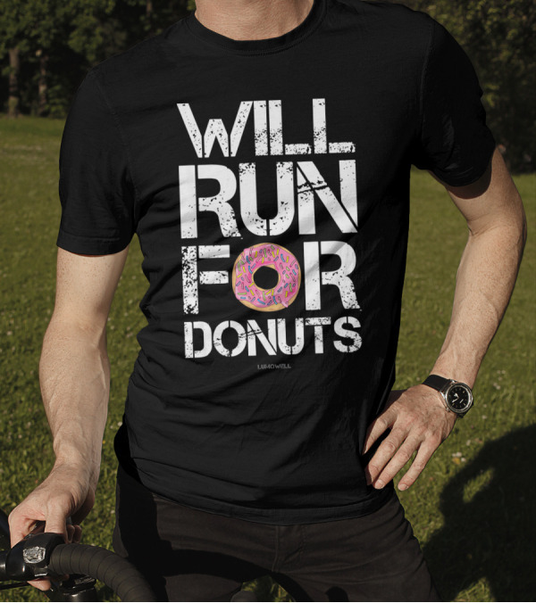 Will Run For Donuts Lumowell With Pink Frosted Doughnut T-Shirt