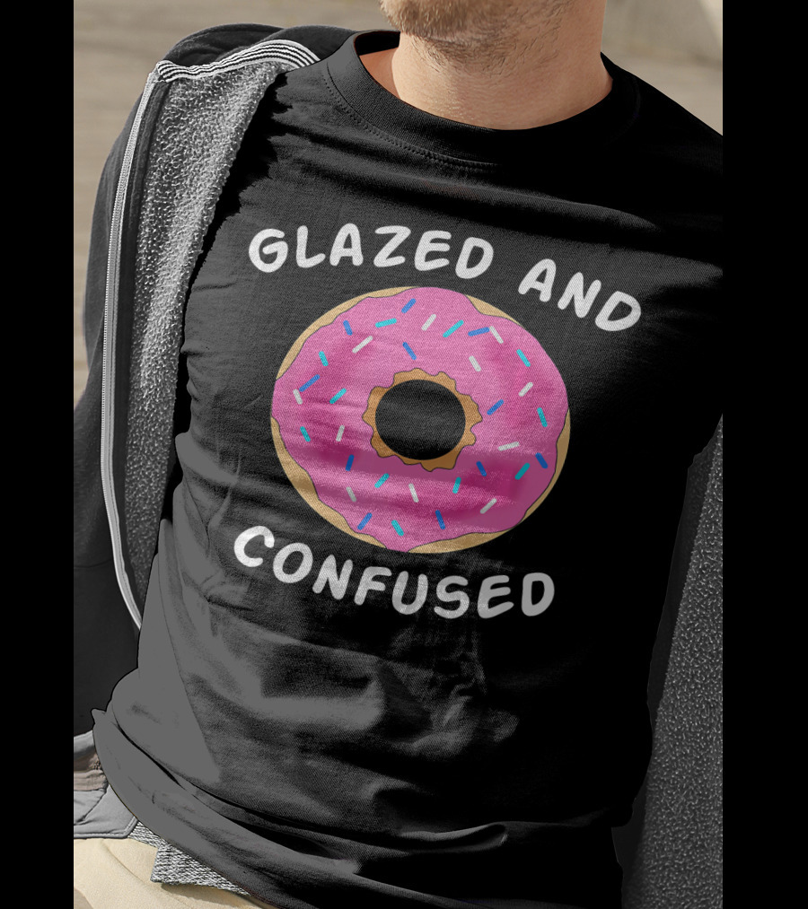 Glazed And Confused Donut Lover Pink Sprinkle Doughnut T-Shirt