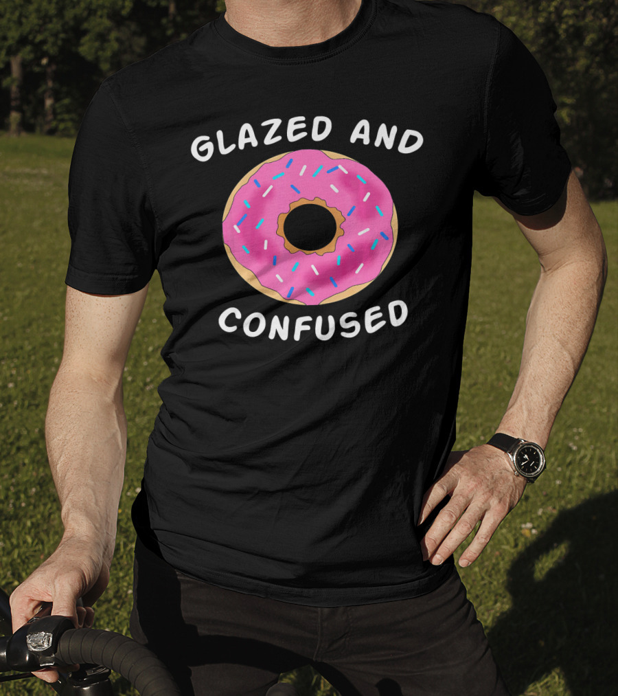 Glazed And Confused Donut Lover Pink Sprinkle Doughnut T-Shirt