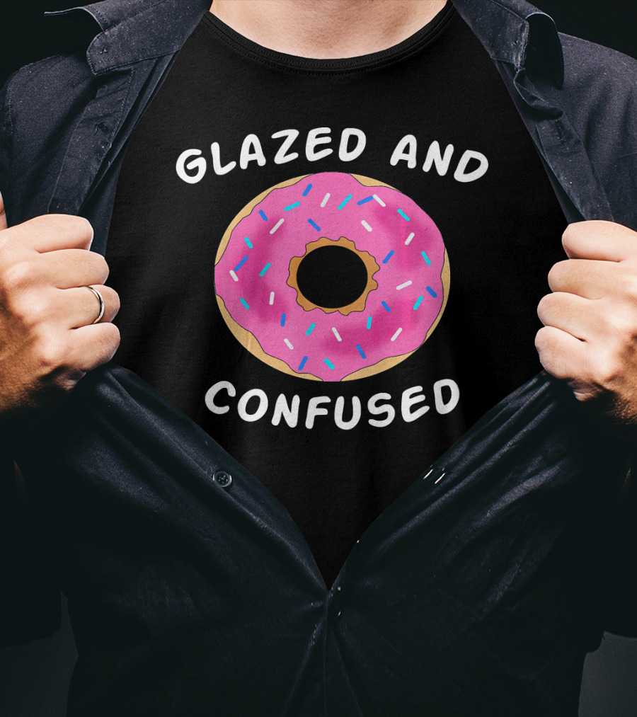Glazed And Confused Donut Lover Pink Sprinkle Doughnut T-Shirt