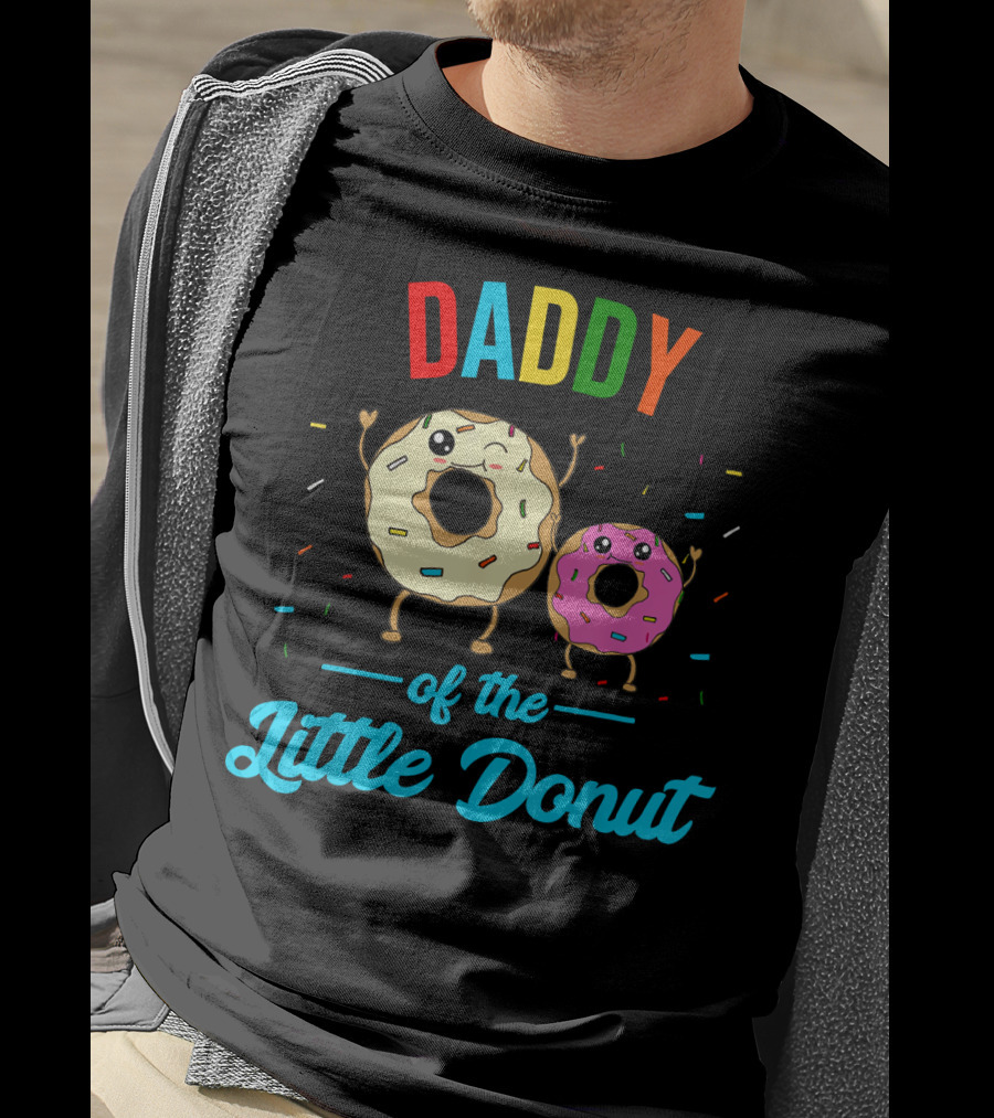 Mens Daddy Of The Little Donut Cute Colorful Sprinkles Character Duo T-Shirt