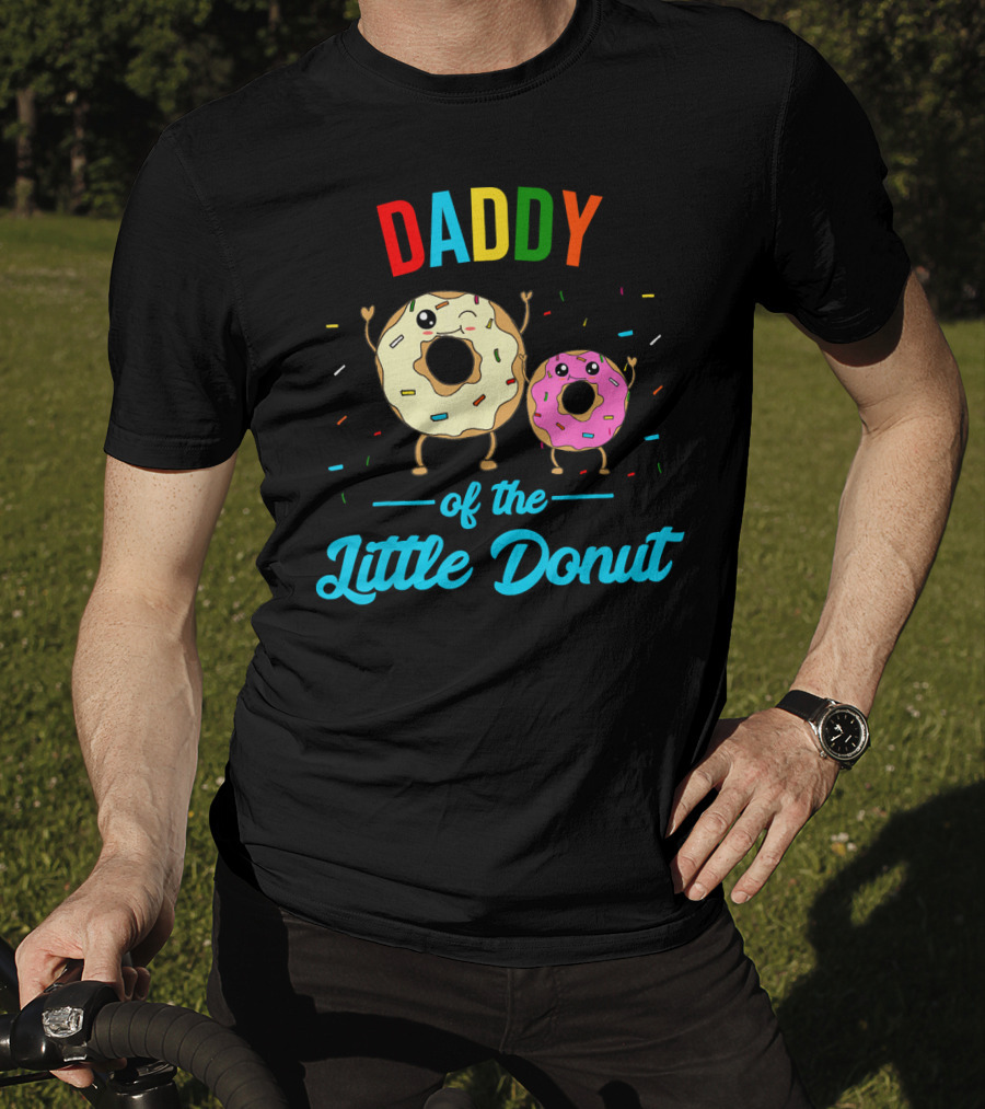 Mens Daddy Of The Little Donut Cute Colorful Sprinkles Character Duo T-Shirt