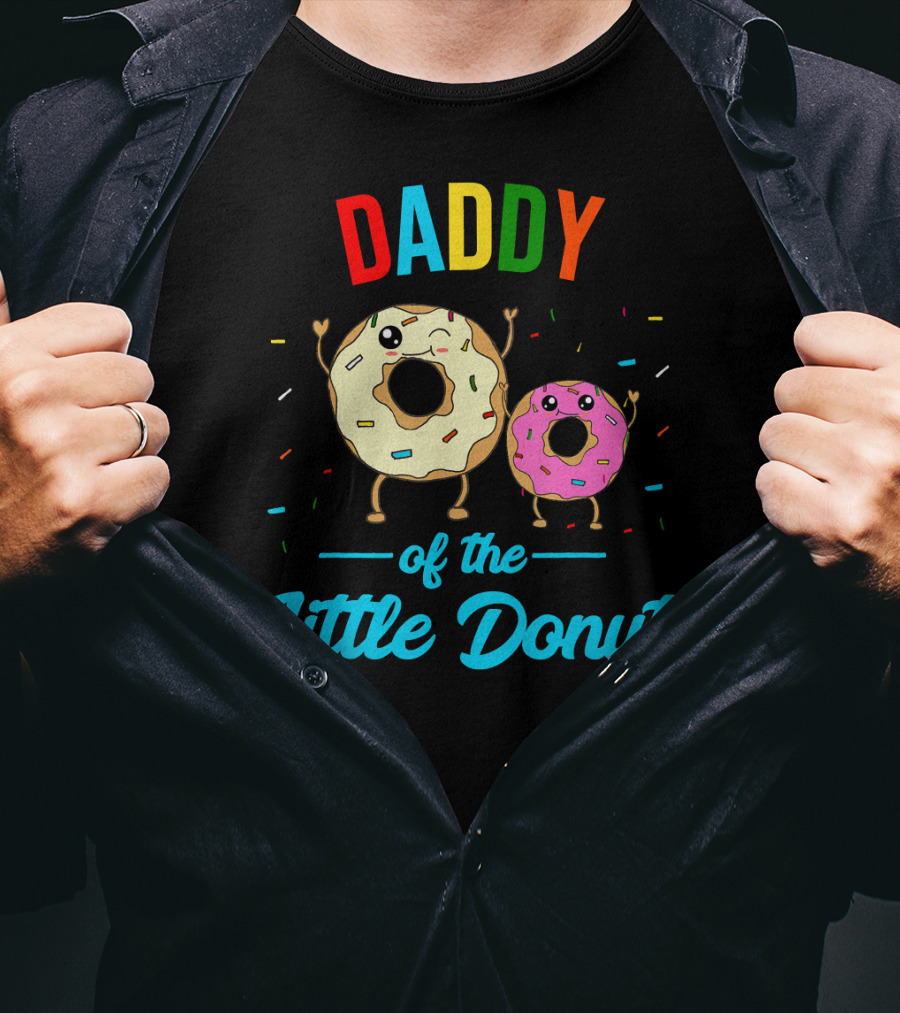 Mens Daddy Of The Little Donut Cute Colorful Sprinkles Character Duo T-Shirt