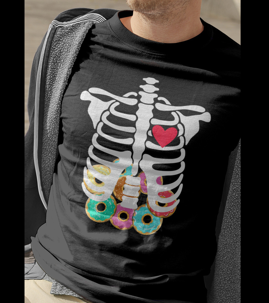 Rib Cage Skeleton X Ray Donuts Heart T-Shirt