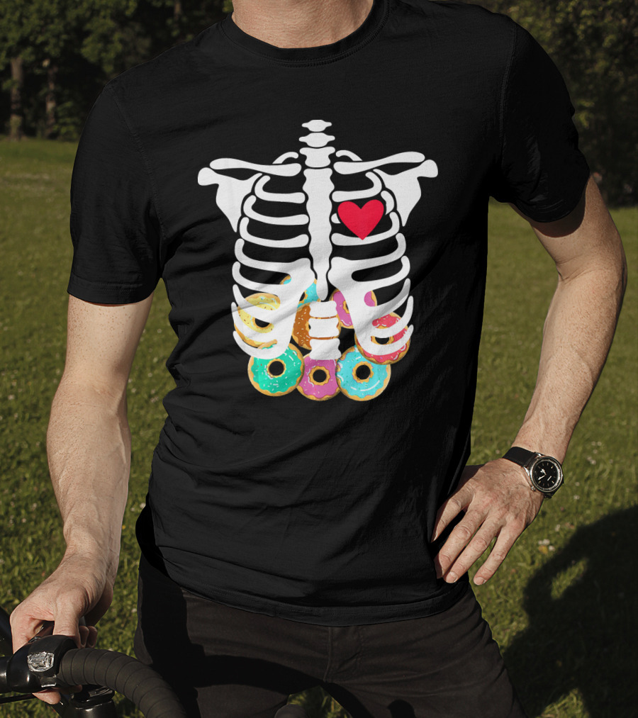 Rib Cage Skeleton X Ray Donuts Heart T-Shirt