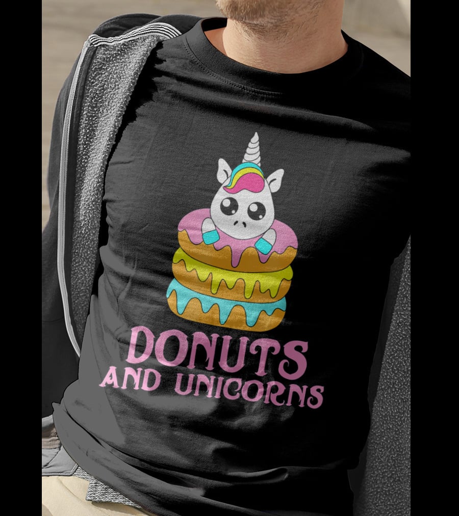 Donuts And Unicorns Sweet Foodie Lover Fantasy T-Shirt