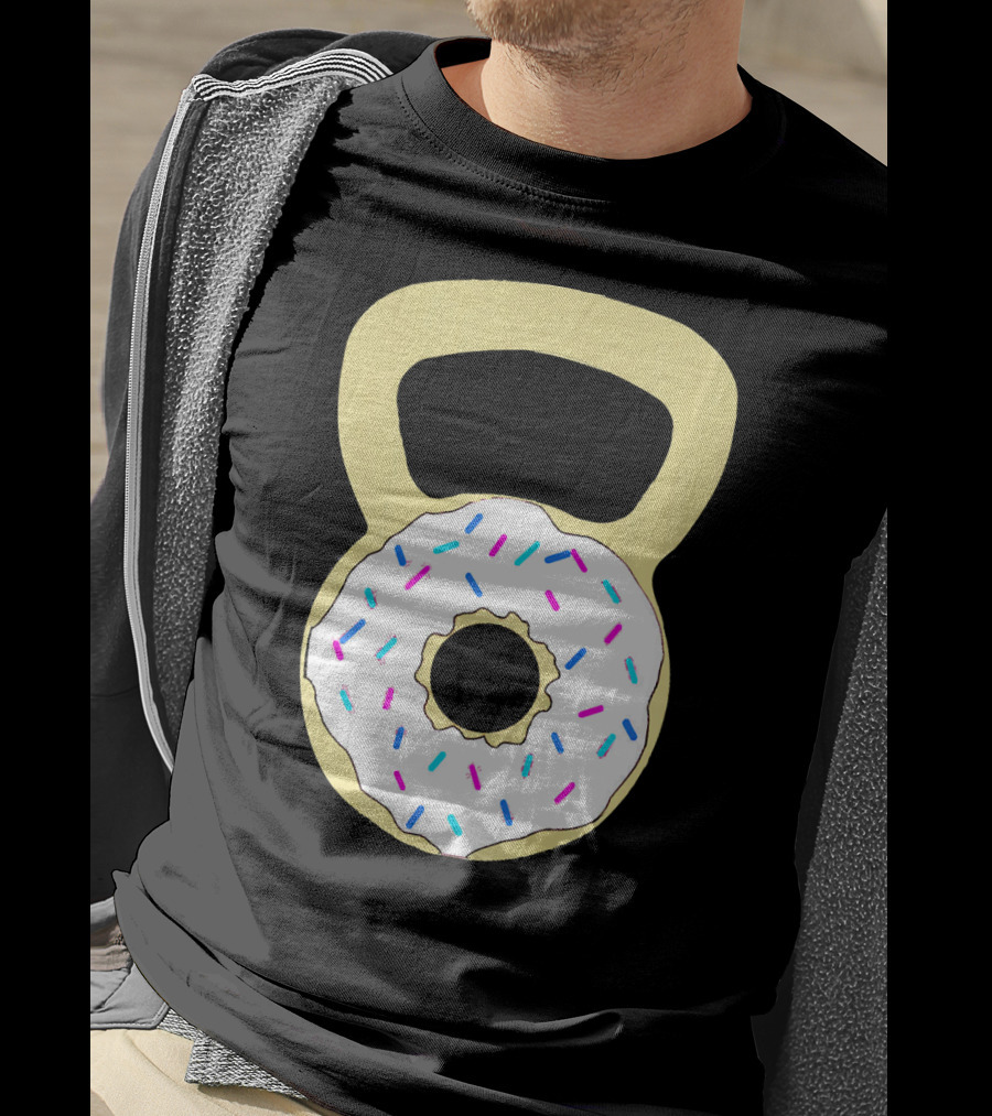 Kettlebell Donut Fitness Workout Sprinkled Sweet Motivation T-Shirt