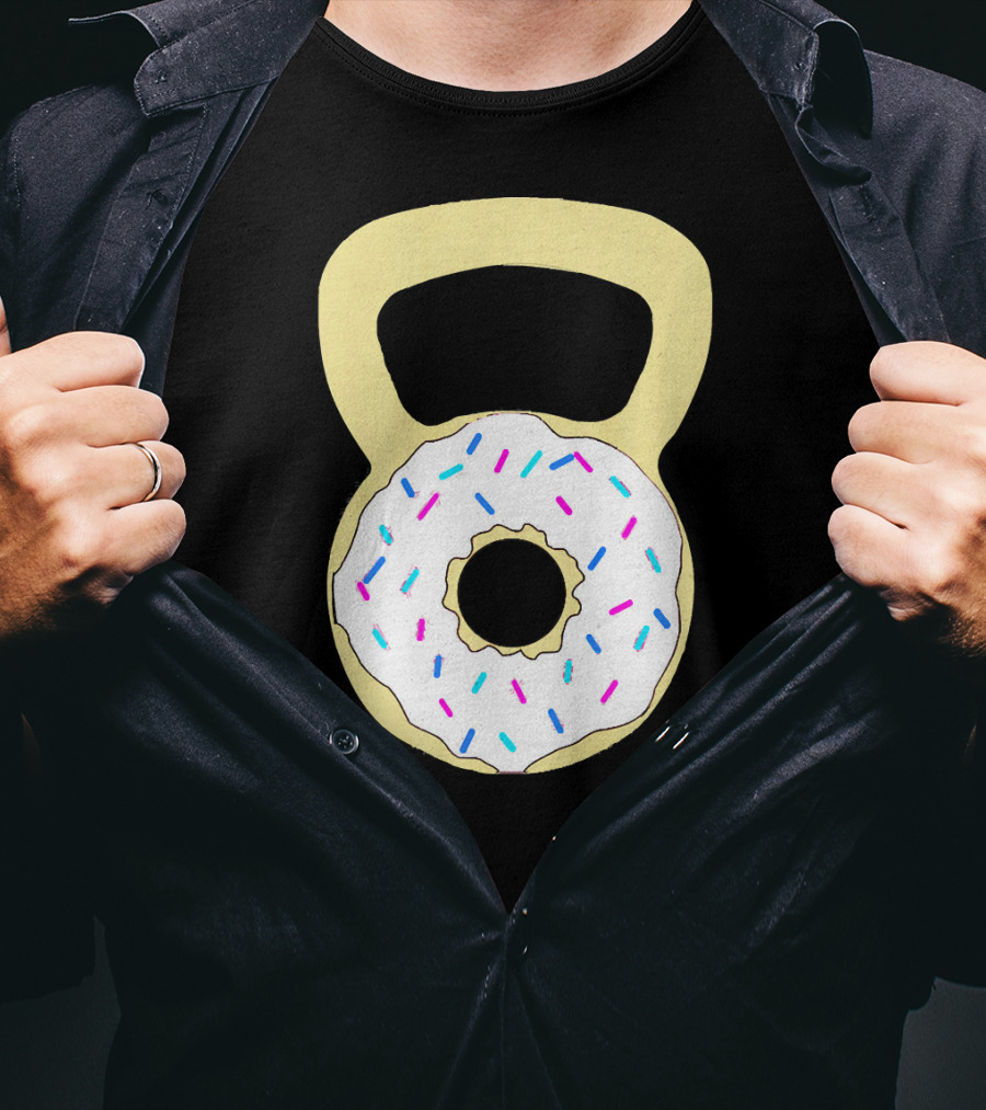 Kettlebell Donut Fitness Workout Sprinkled Sweet Motivation T-Shirt