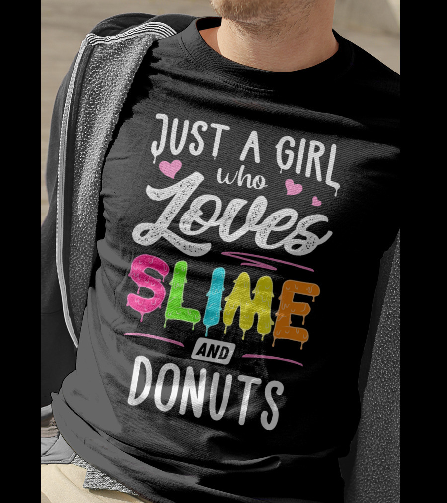 Just A Girl Who Loves Slime And Donuts Hearts T-Shirt