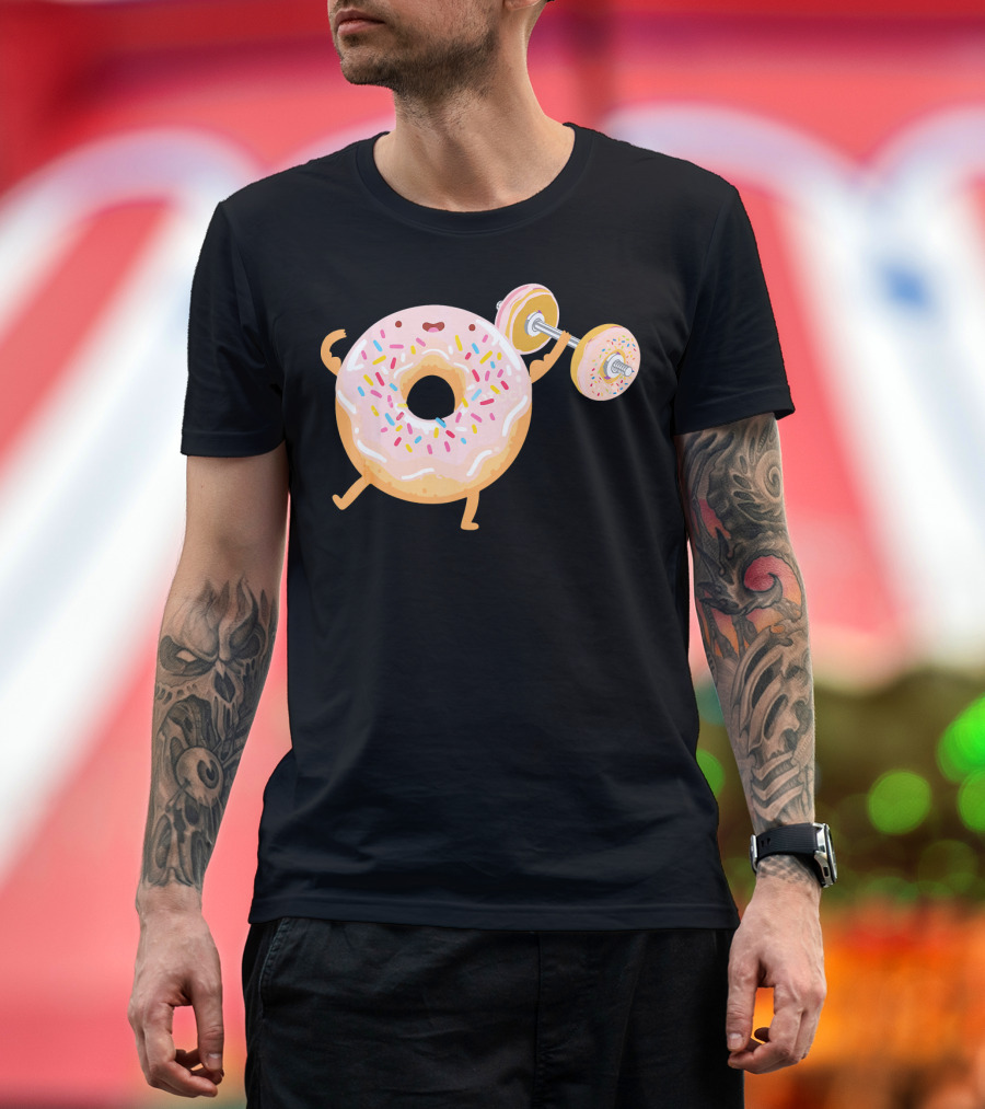 Funny Donut Gym Barbell Fitness Humor T-Shirt
