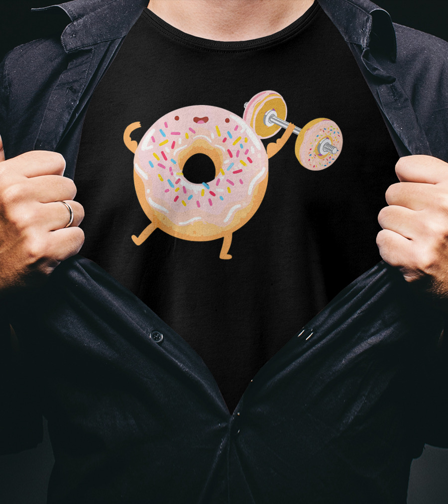 Funny Donut Gym Barbell Fitness Humor T-Shirt