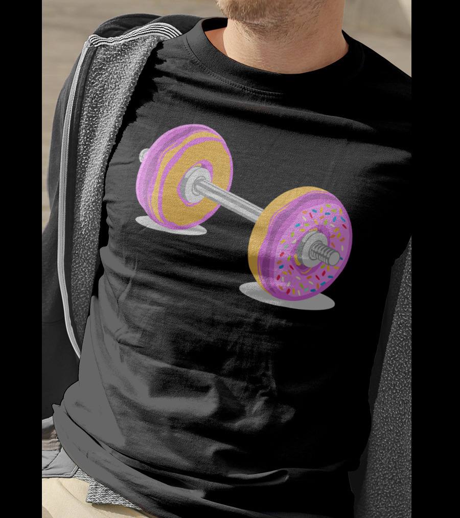 Donut Barbell Sprinkle Weightlifting Humor Novelty T-Shirt