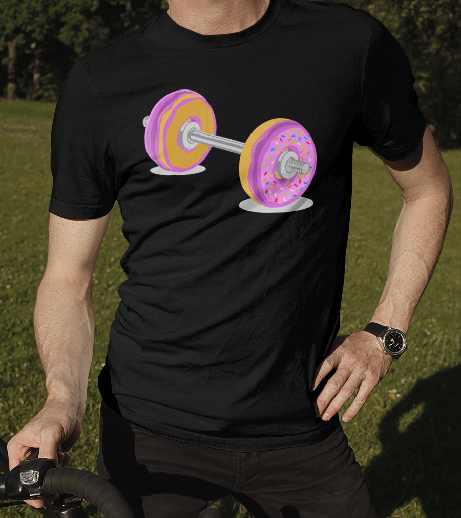 Donut Barbell Sprinkle Weightlifting Humor Novelty T-Shirt