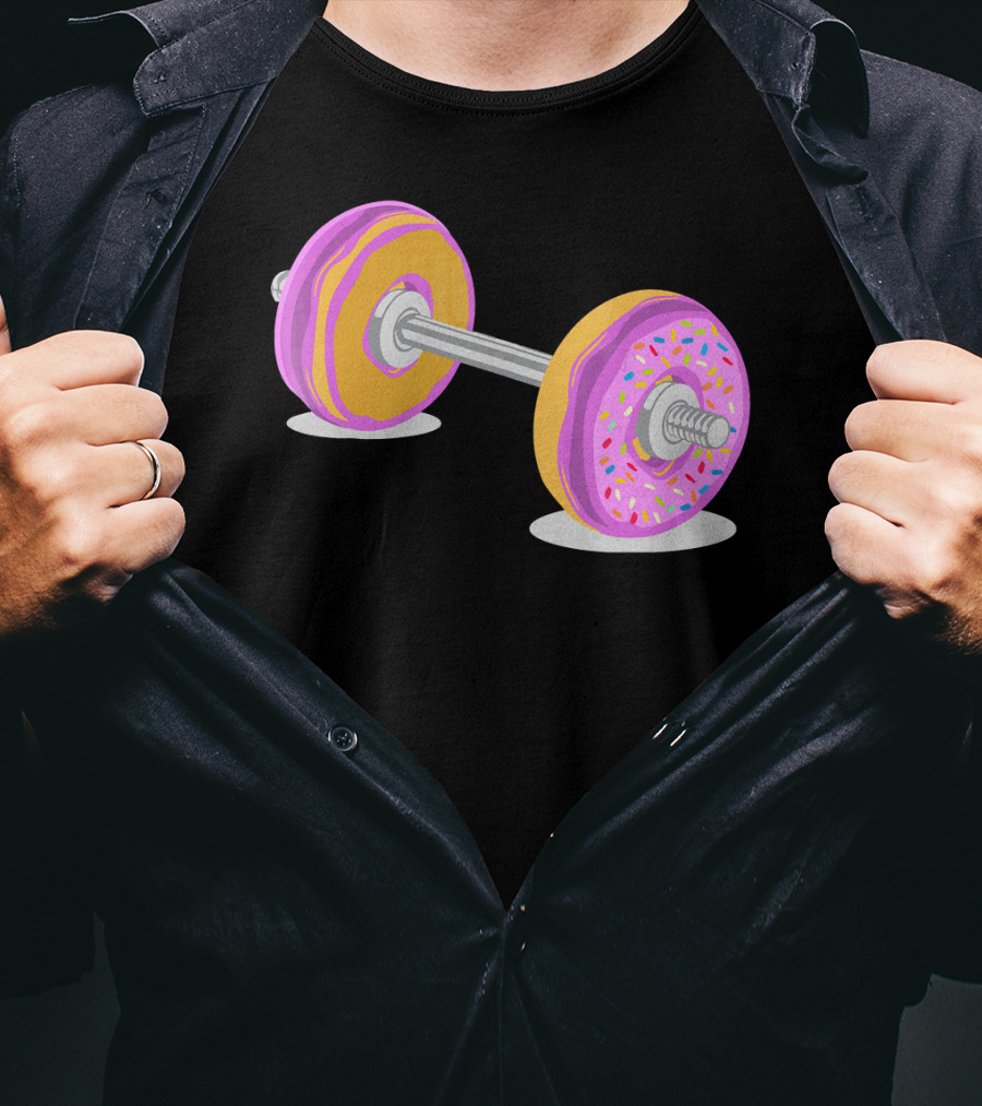 Donut Barbell Sprinkle Weightlifting Humor Novelty T-Shirt