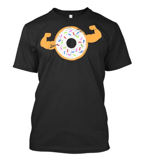 Mens Muscle Donut Flexing Funny Powerlifting T-Shirt