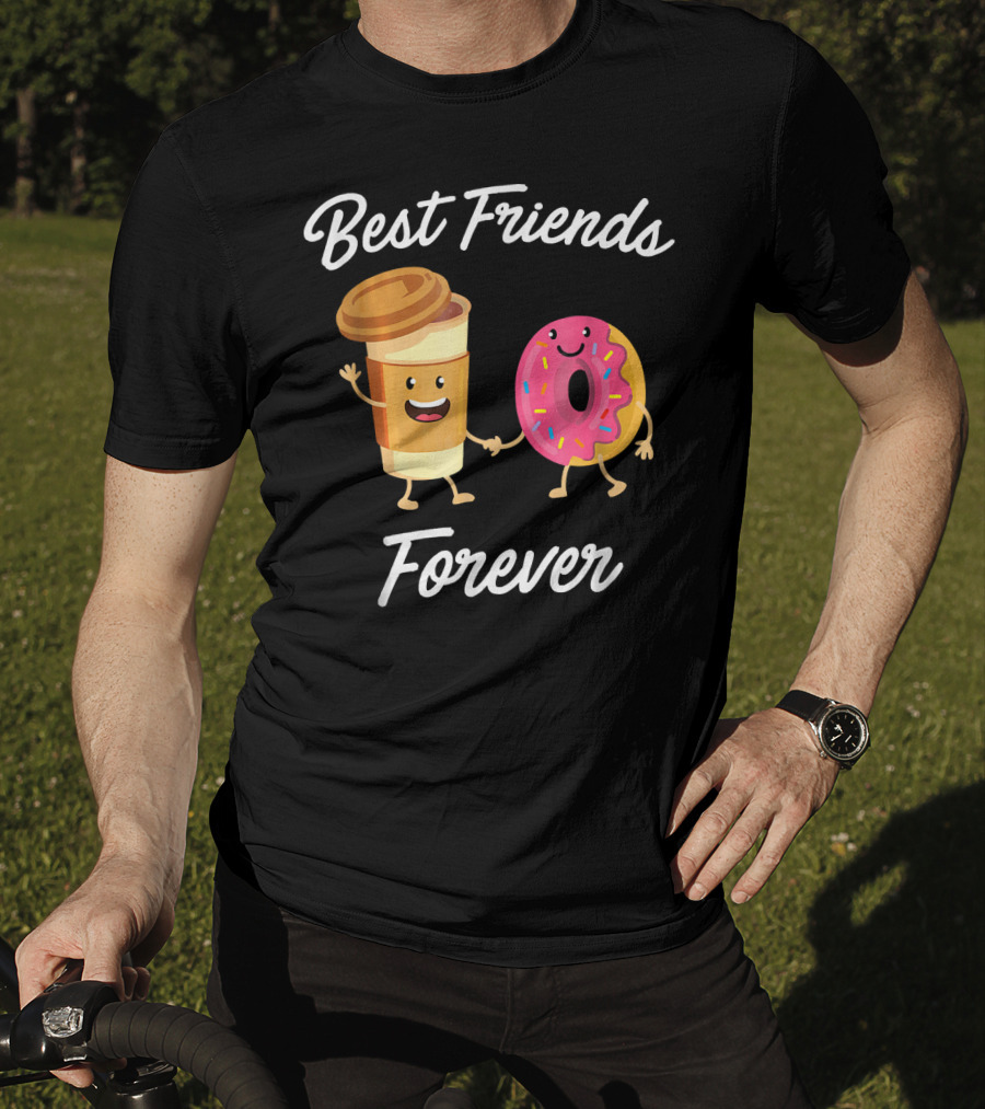 Best Friends Forever Coffee Donut Holding Hands T-Shirt