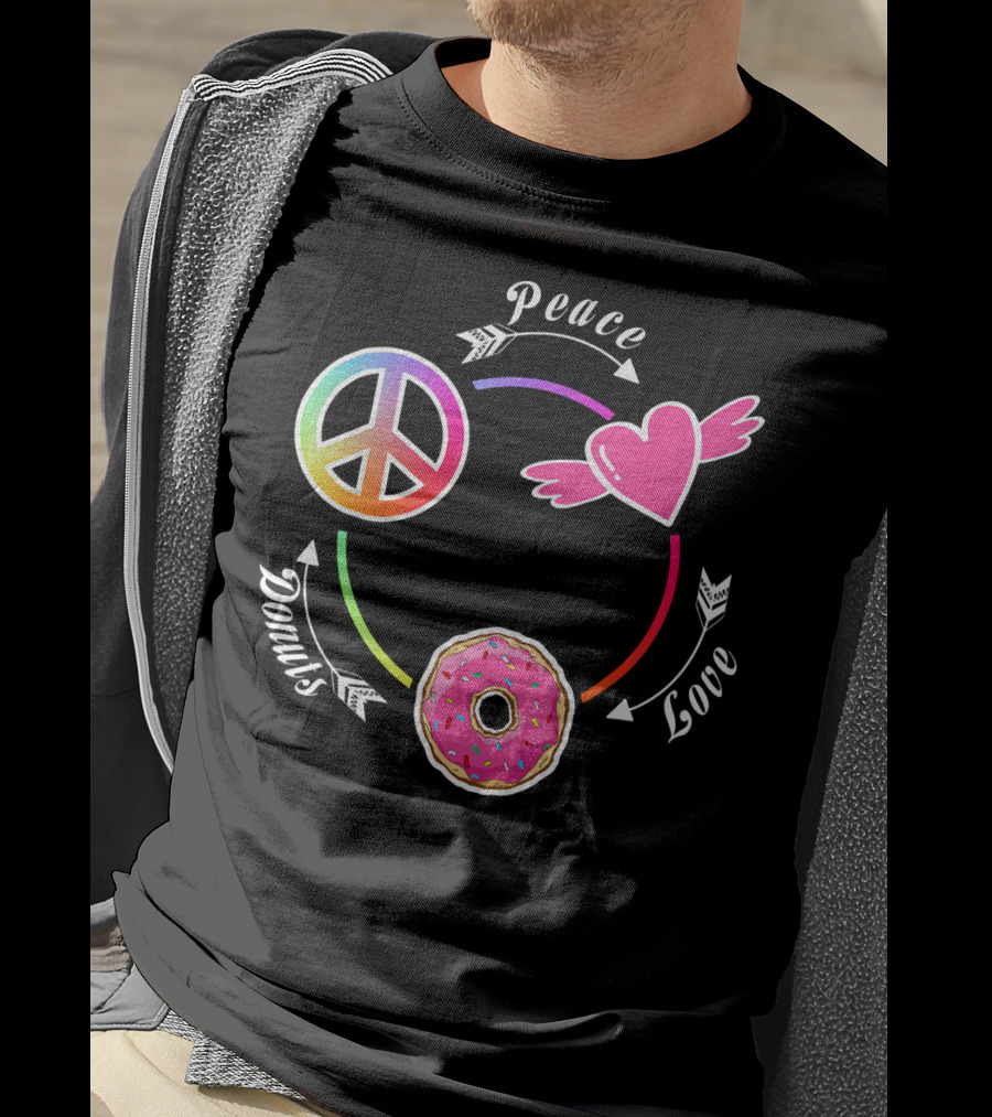Peace Love Donuts Funny Donut I Love Donuts Lover T-Shirt