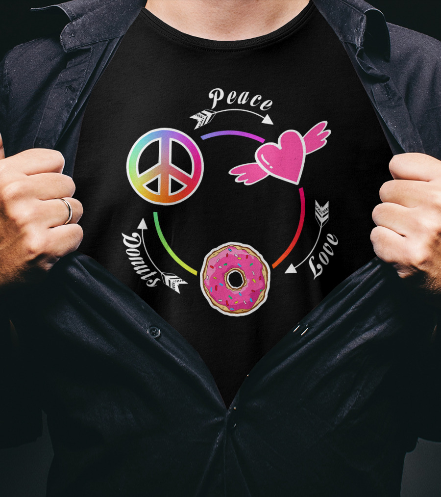 Peace Love Donuts Funny Donut I Love Donuts Lover T-Shirt