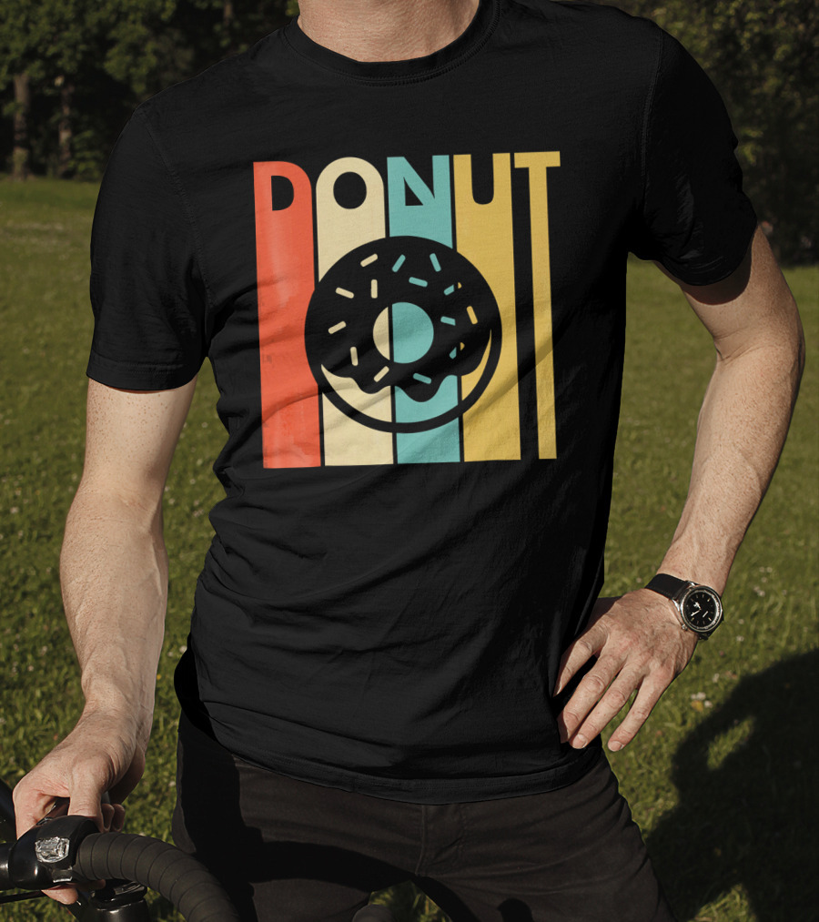 Vintage Style Donut Retro Stripes T-Shirt