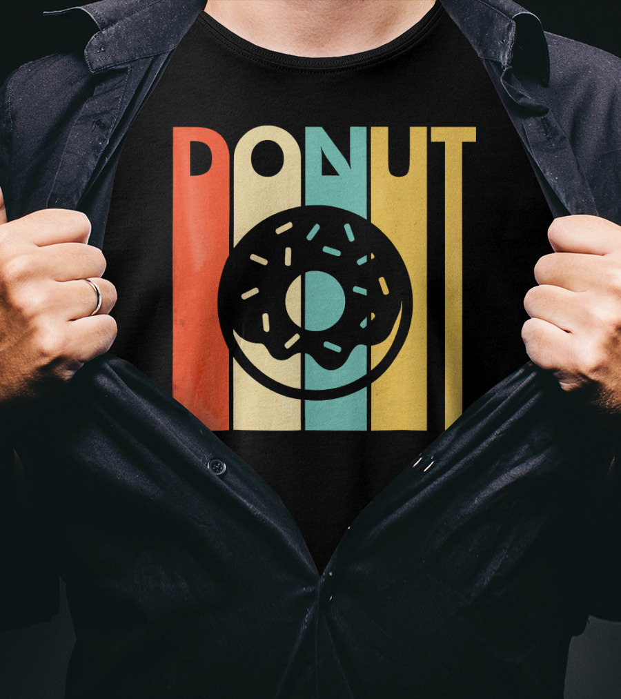 Vintage Style Donut Retro Stripes T-Shirt