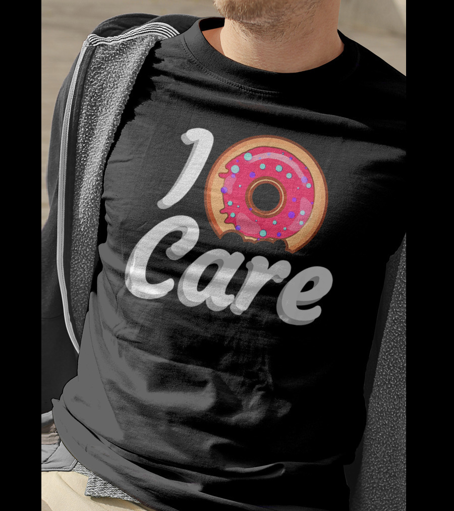 I Donut Care Funny Doughnut Lovers Pink Sprinkled Donut T-Shirt